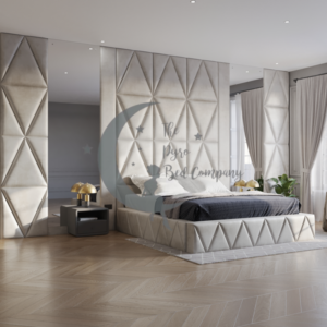 California Wall Panel Headboard Storage Bed Set + Mirrors