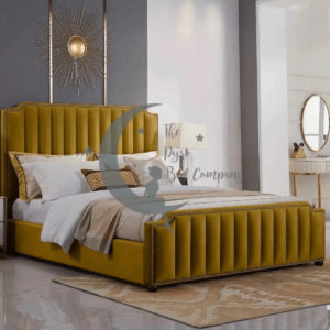 Mila Sleigh Mustard Velvet Bed Frame Choose Your Base Height