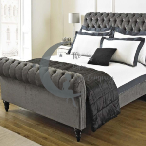 Natalia Chesterfield Scroll Sleigh Bed Frame