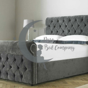 Nina Upholstered Scroll Sleigh Bed Frame