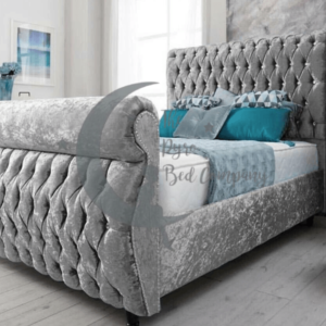 Asher Chesterfield Sleigh Swan Bed Frame